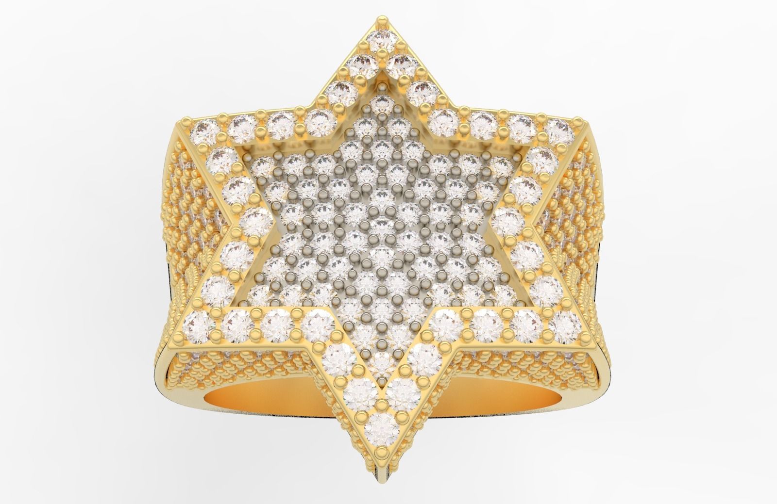 6 Angles Pave Star Ring Style 2 Size US 9 3D print model_1