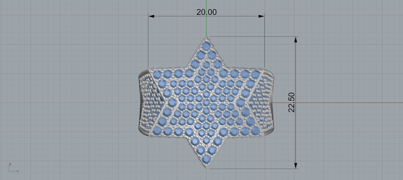 6 Angles Pave Star Ring Style 3 Size US 9 3D print model_3