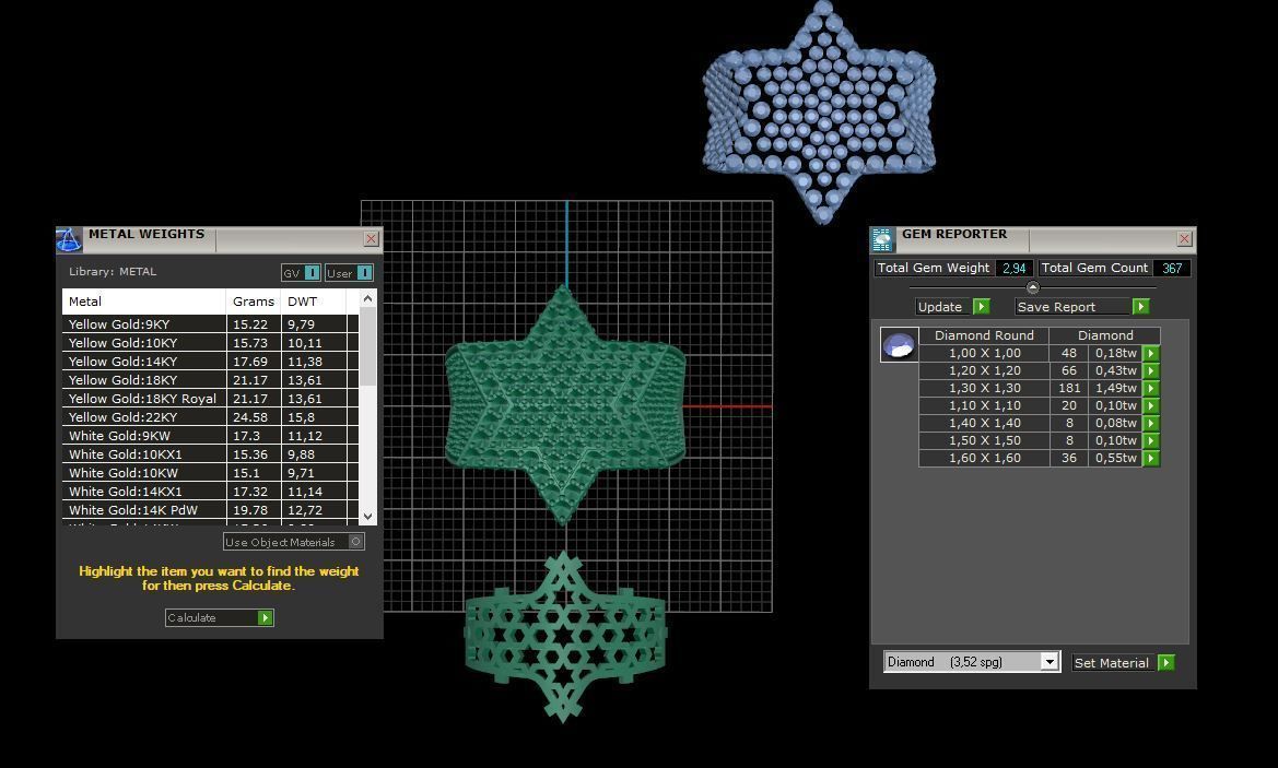 6 Angles Pave Star Ring Style 3 Size US 9 3D print model_11