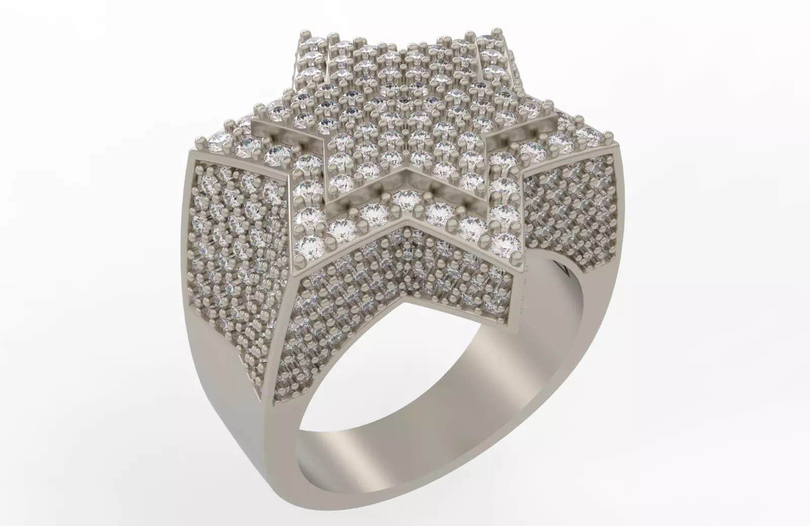 6 Angles Pave Star Ring Style 3 Size US 9 3D print model_0