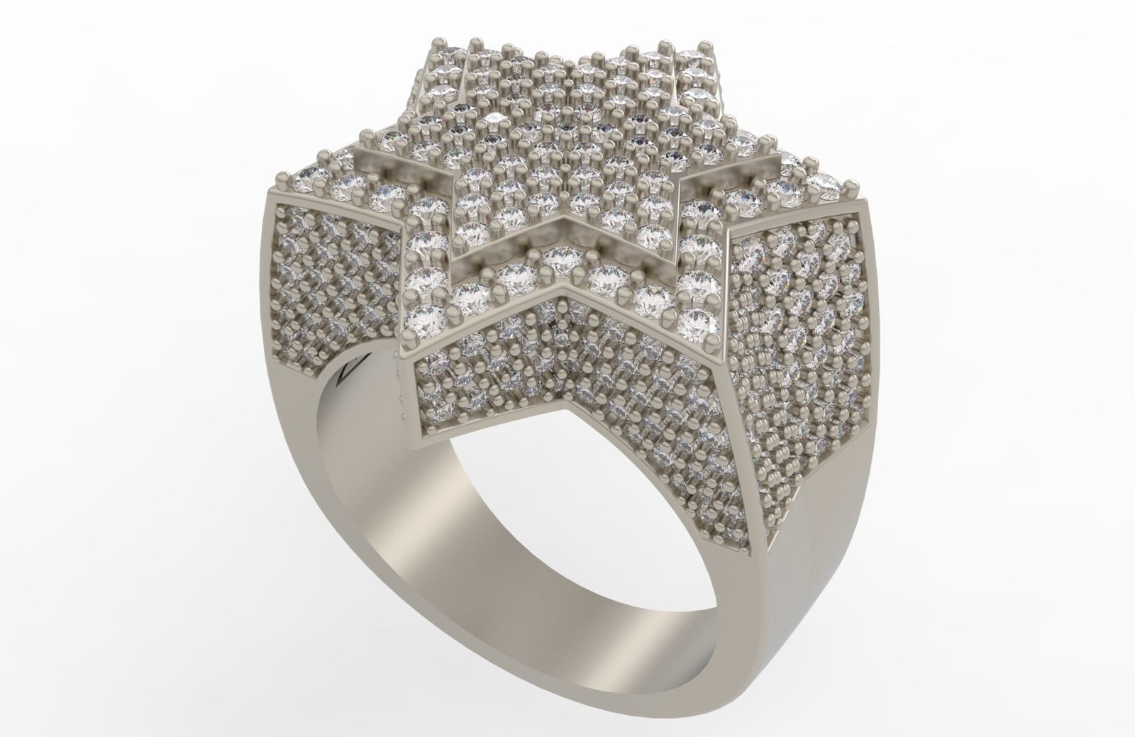 6 Angles Pave Star Ring Style 3 Size US 9 3D print model_2