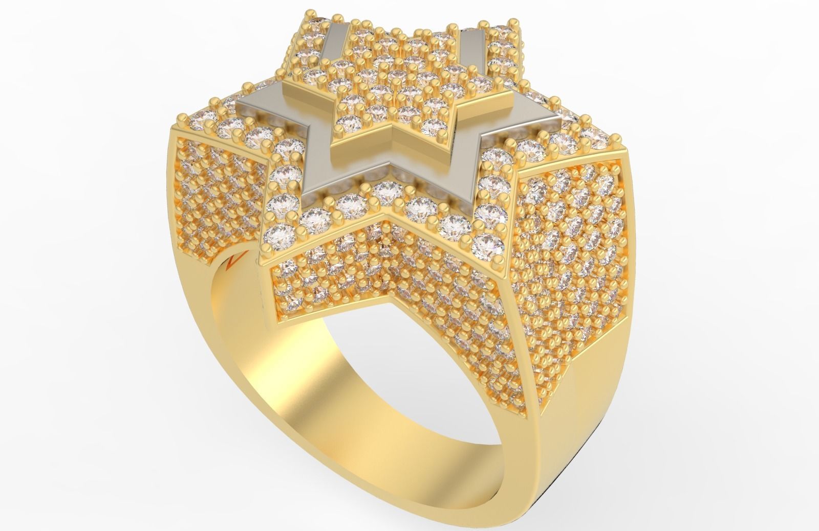 6 Angles Pave Star Ring Style 4 Size US 9 3D print model_2