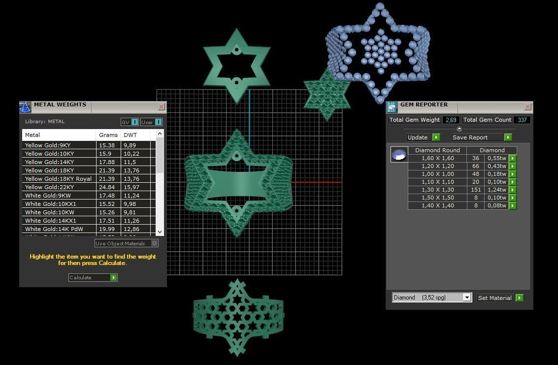 6 Angles Pave Star Ring Style 4 Size US 9 3D print model_11