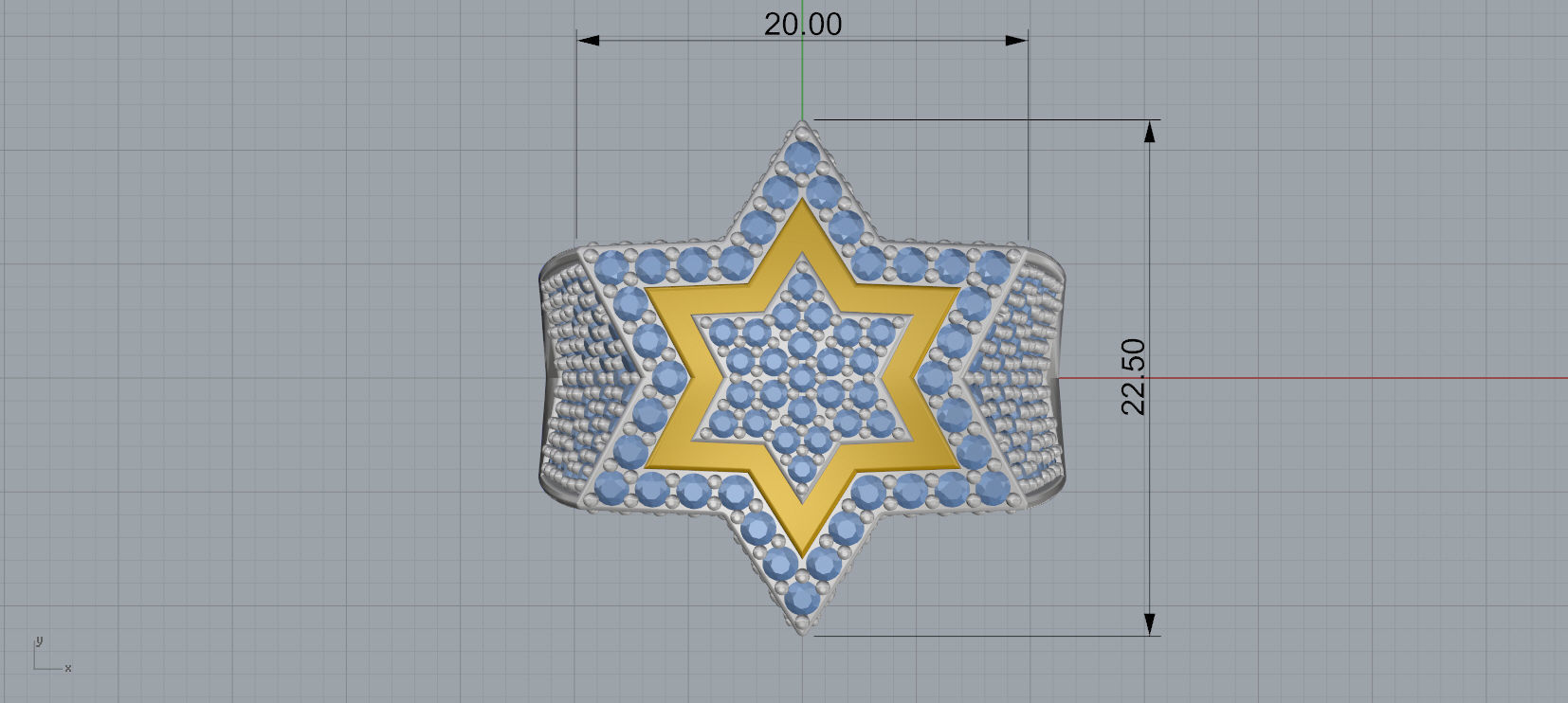 6 Angles Pave Star Ring Style 4 Size US 9 3D print model_3