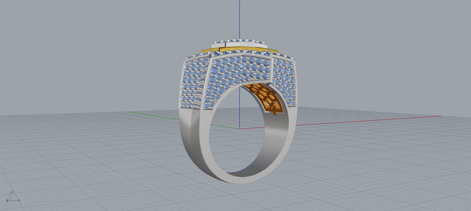 6 Angles Pave Star Ring Style 4 Size US 9 3D print model_8