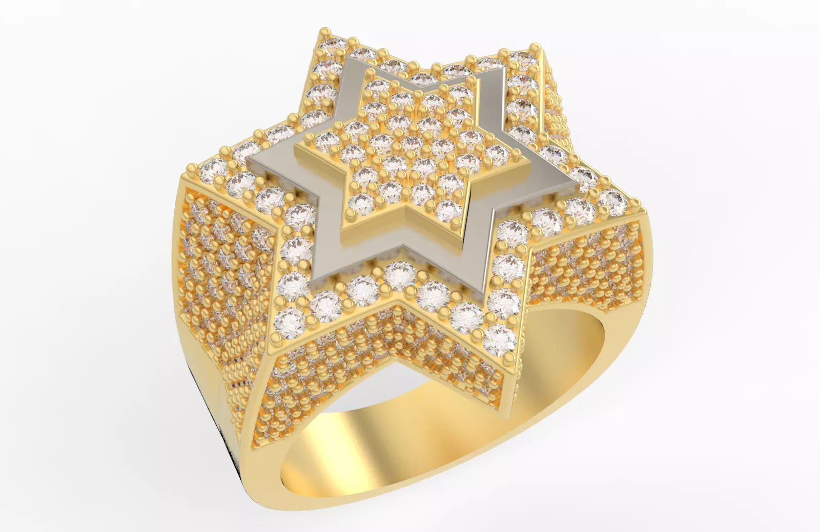 6 Angles Pave Star Ring Style 4 Size US 9 3D print model_0