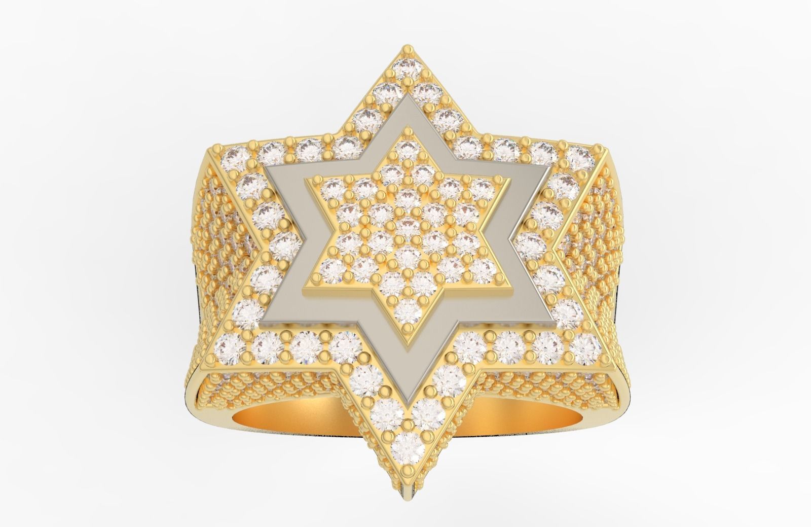 6 Angles Pave Star Ring Style 4 Size US 9 3D print model_1