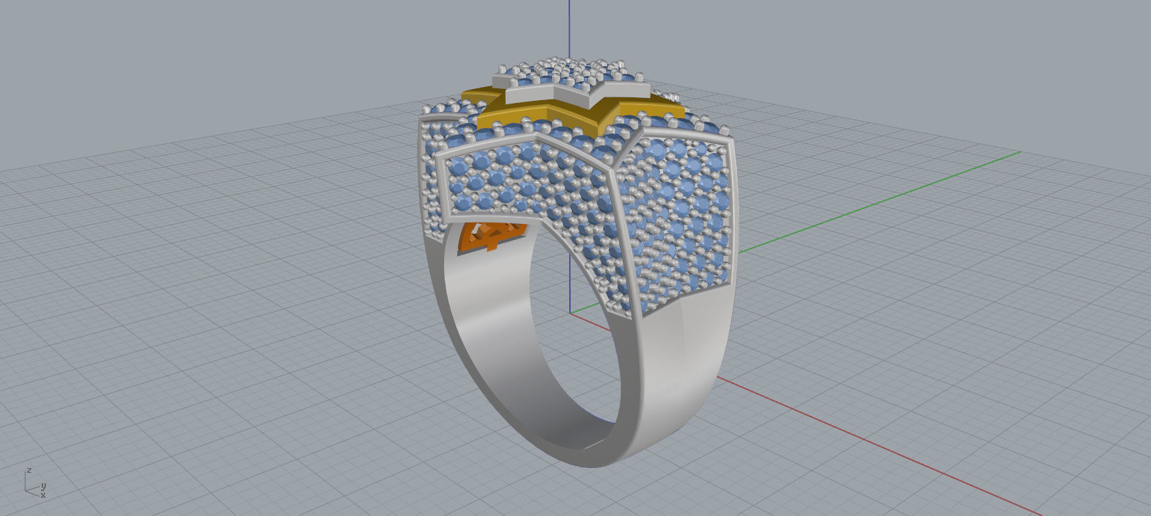 6 Angles Pave Star Ring Style 4 Size US 9 3D print model_4