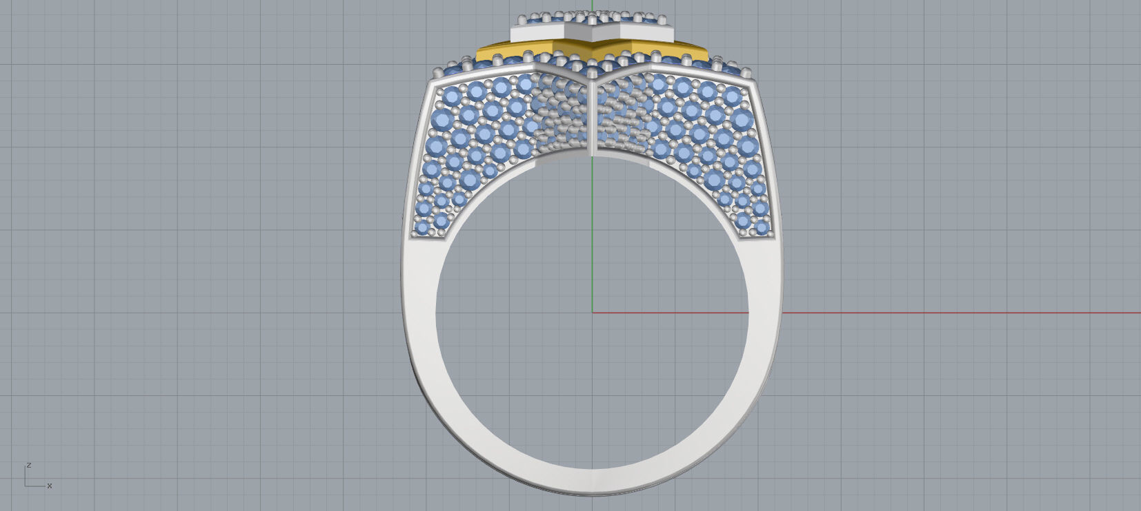 6 Angles Pave Star Ring Style 4 Size US 9 3D print model_5