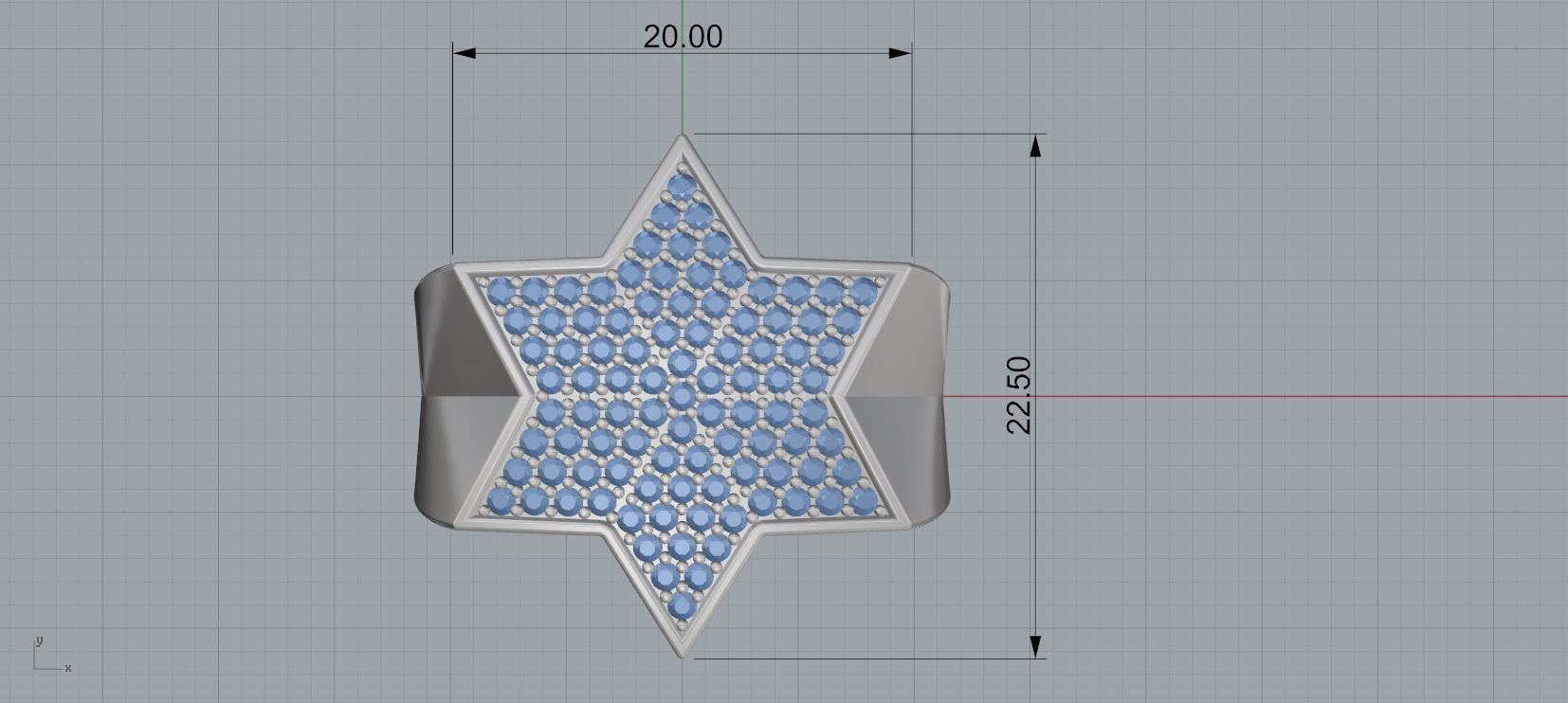 6 Angles Pave Star Ring Style 5 Size US 9 3D print model_3