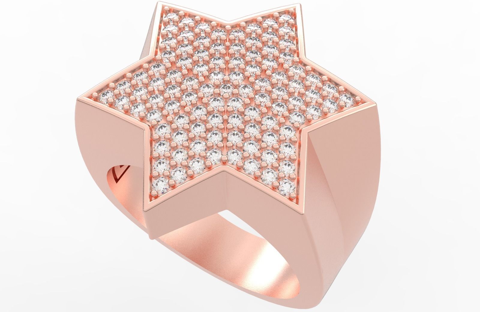 6 Angles Pave Star Ring Style 5 Size US 9 3D print model_2