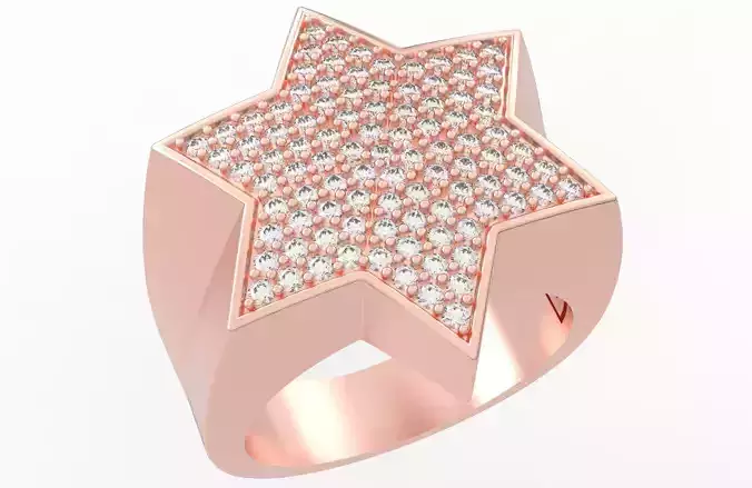 6 Angles Pave Star Ring Style 5 Size US 9