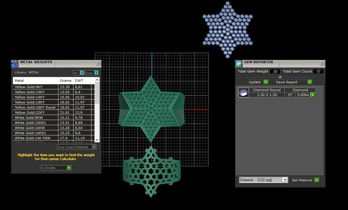 6 Angles Pave Star Ring Style 5 Size US 9 3D print model_11