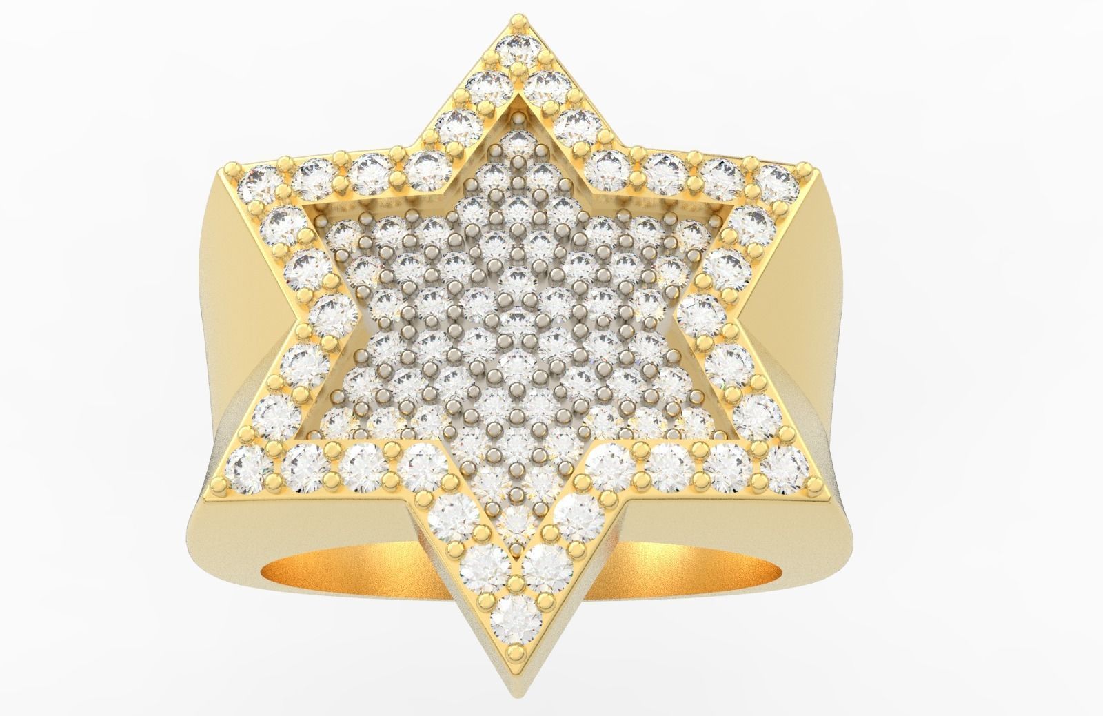 6 Angles Pave Star Ring Style 6 Size US 9 3D print model_1