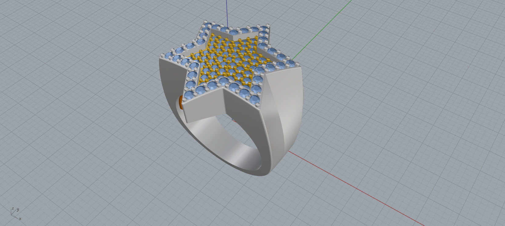 6 Angles Pave Star Ring Style 6 Size US 9 3D print model_8