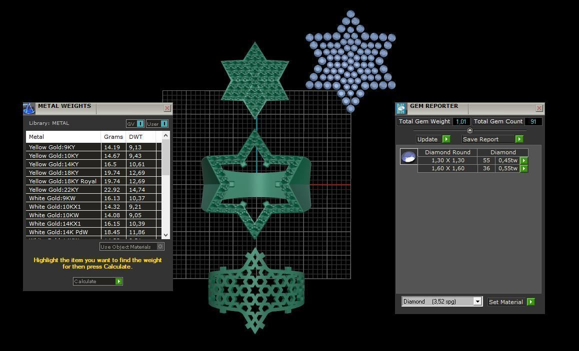 6 Angles Pave Star Ring Style 6 Size US 9 3D print model_11