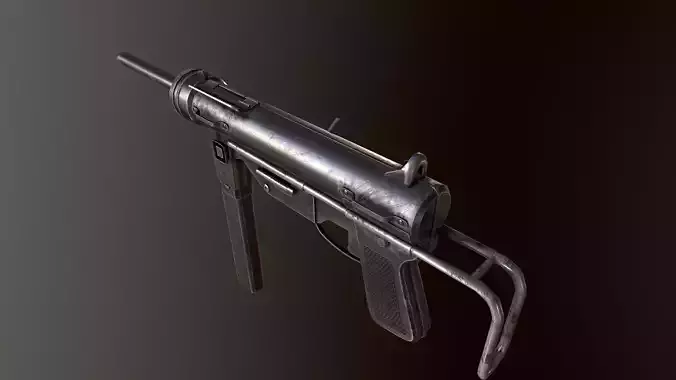 M3 WW2 US submachine gun Low-poly 3D model