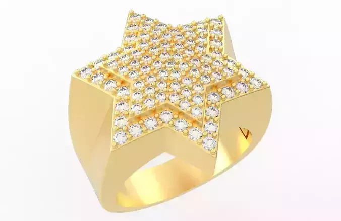 6 Angles Pave Star Ring Style 7 Size US 9