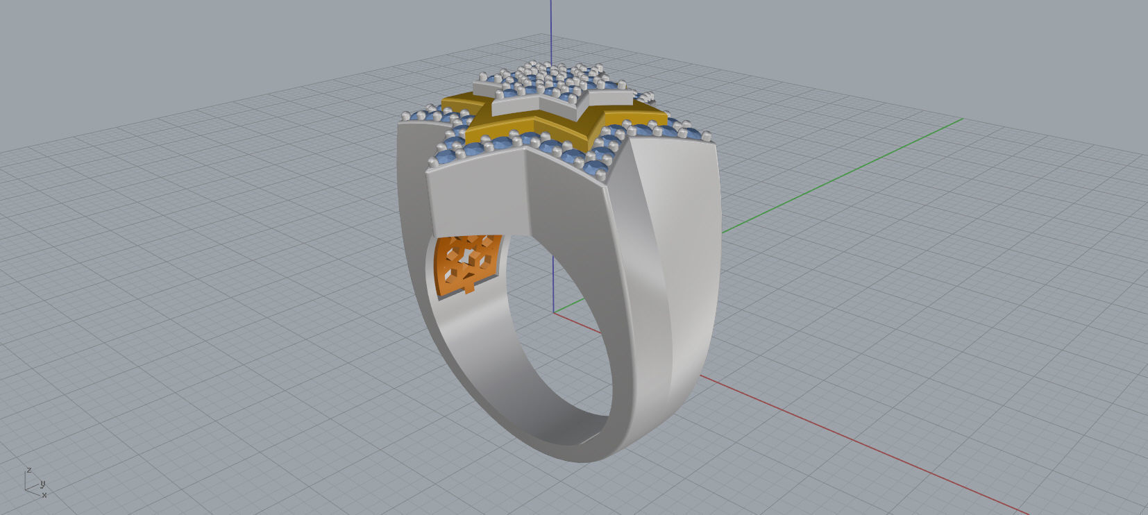 6 Angles Pave Star Ring Style 8 Size US 9 3D print model_6