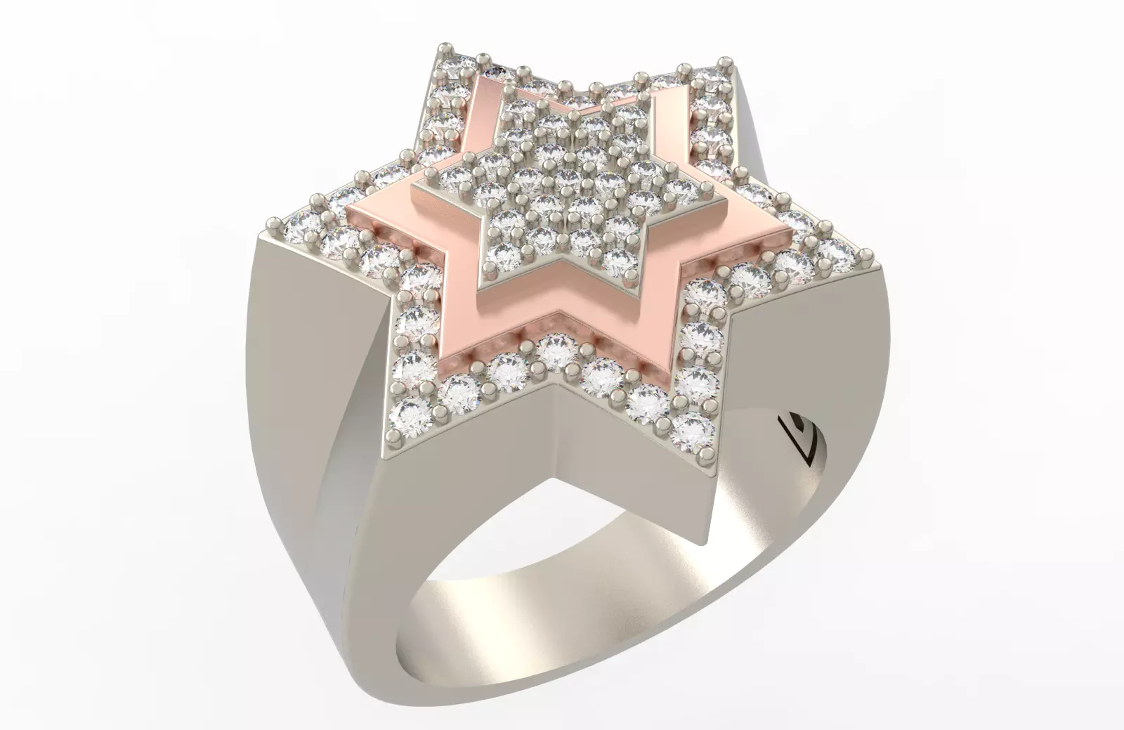 6 Angles Pave Star Ring Style 8 Size US 9 3D print model_0