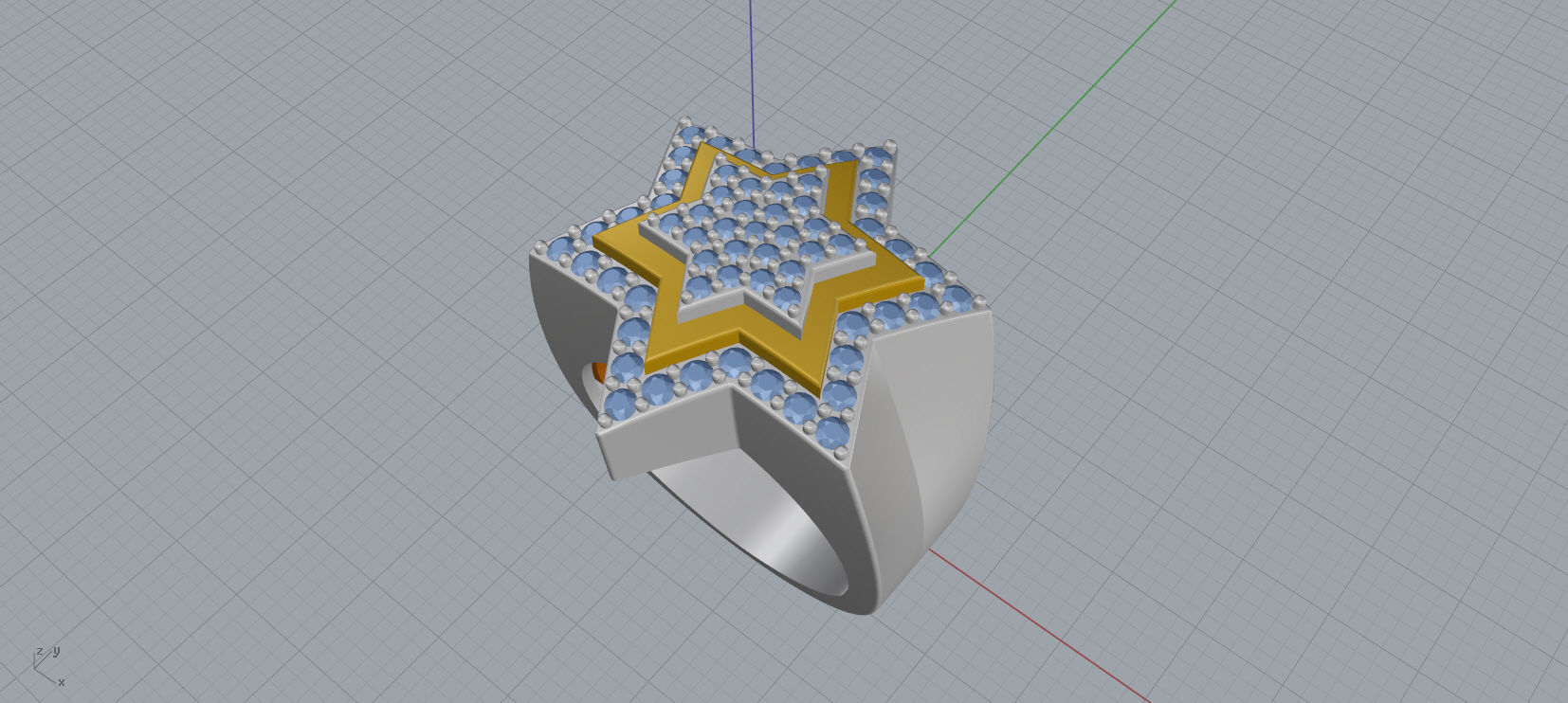 6 Angles Pave Star Ring Style 8 Size US 9 3D print model_8