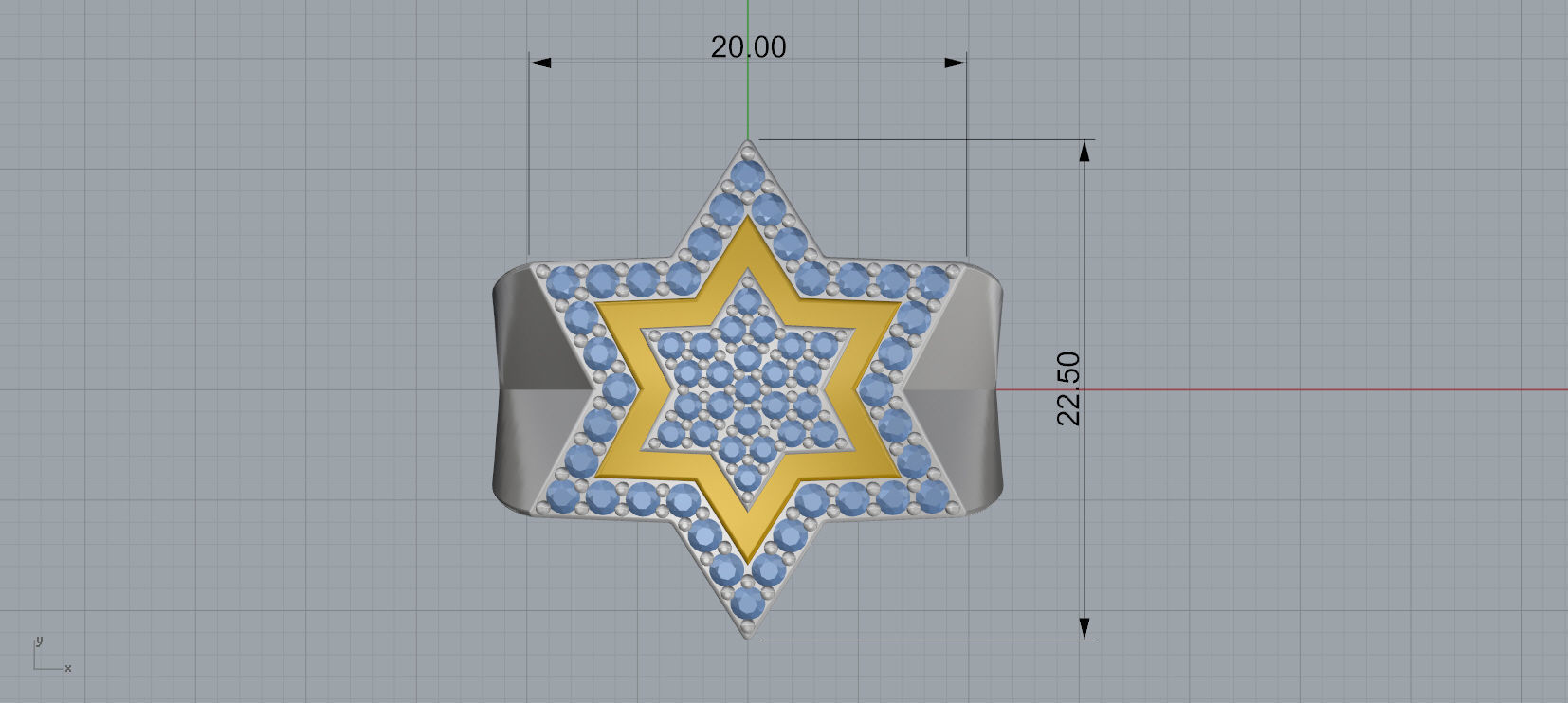 6 Angles Pave Star Ring Style 8 Size US 9 3D print model_3