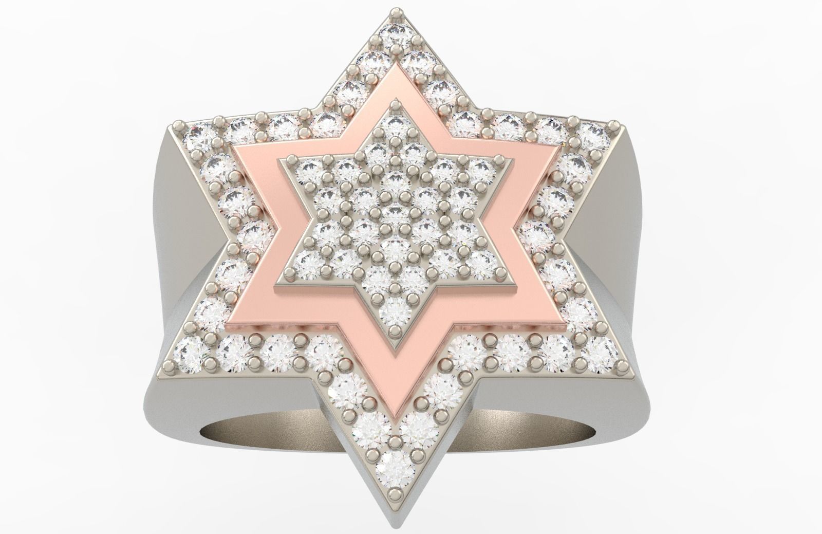 6 Angles Pave Star Ring Style 8 Size US 9 3D print model_1