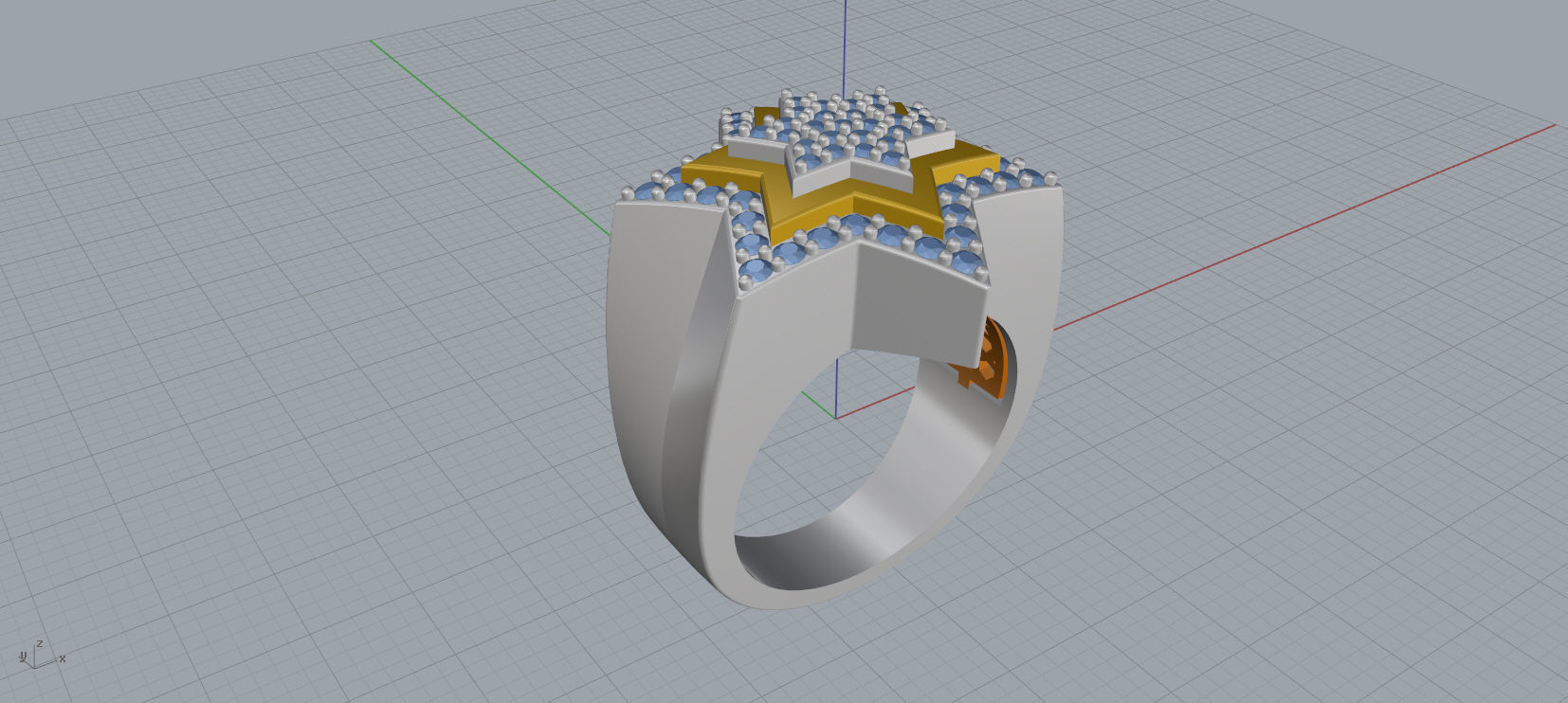 6 Angles Pave Star Ring Style 8 Size US 9 3D print model_7