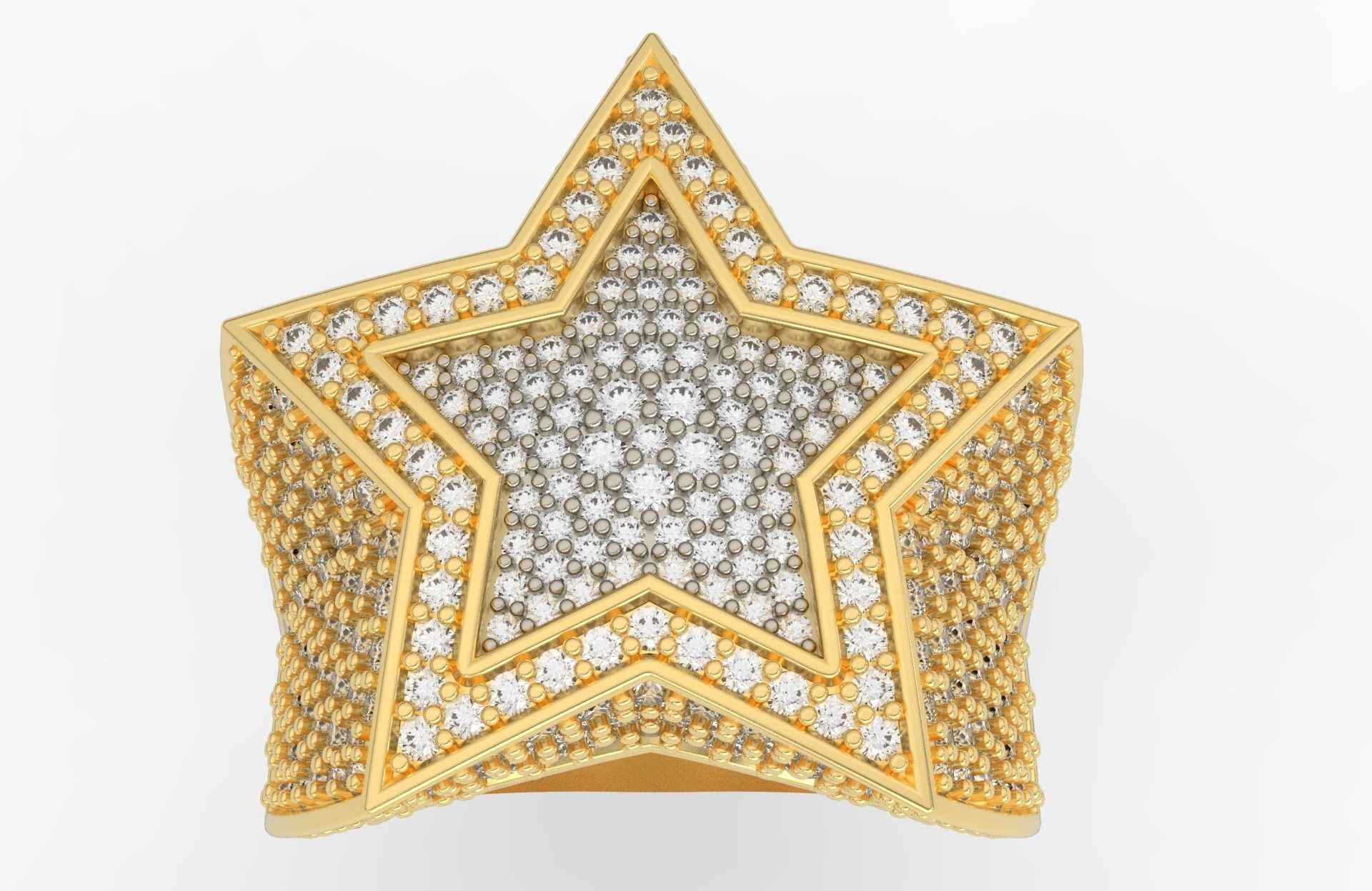 5 Angles Pave Big Star Ring Style 1 Size US 9 3D print model_1