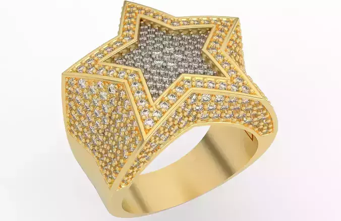 5 Angles Pave Big Star Ring Style 1 Size US 9