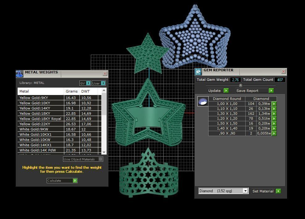 5 Angles Pave Big Star Ring Style 1 Size US 9 3D print model_11