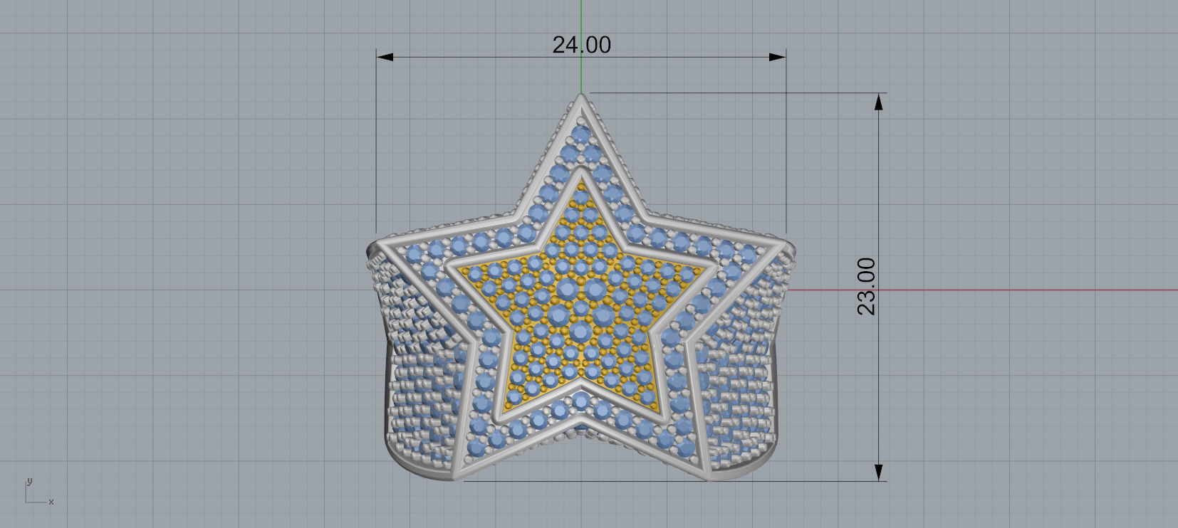 5 Angles Pave Big Star Ring Style 1 Size US 9 3D print model_3