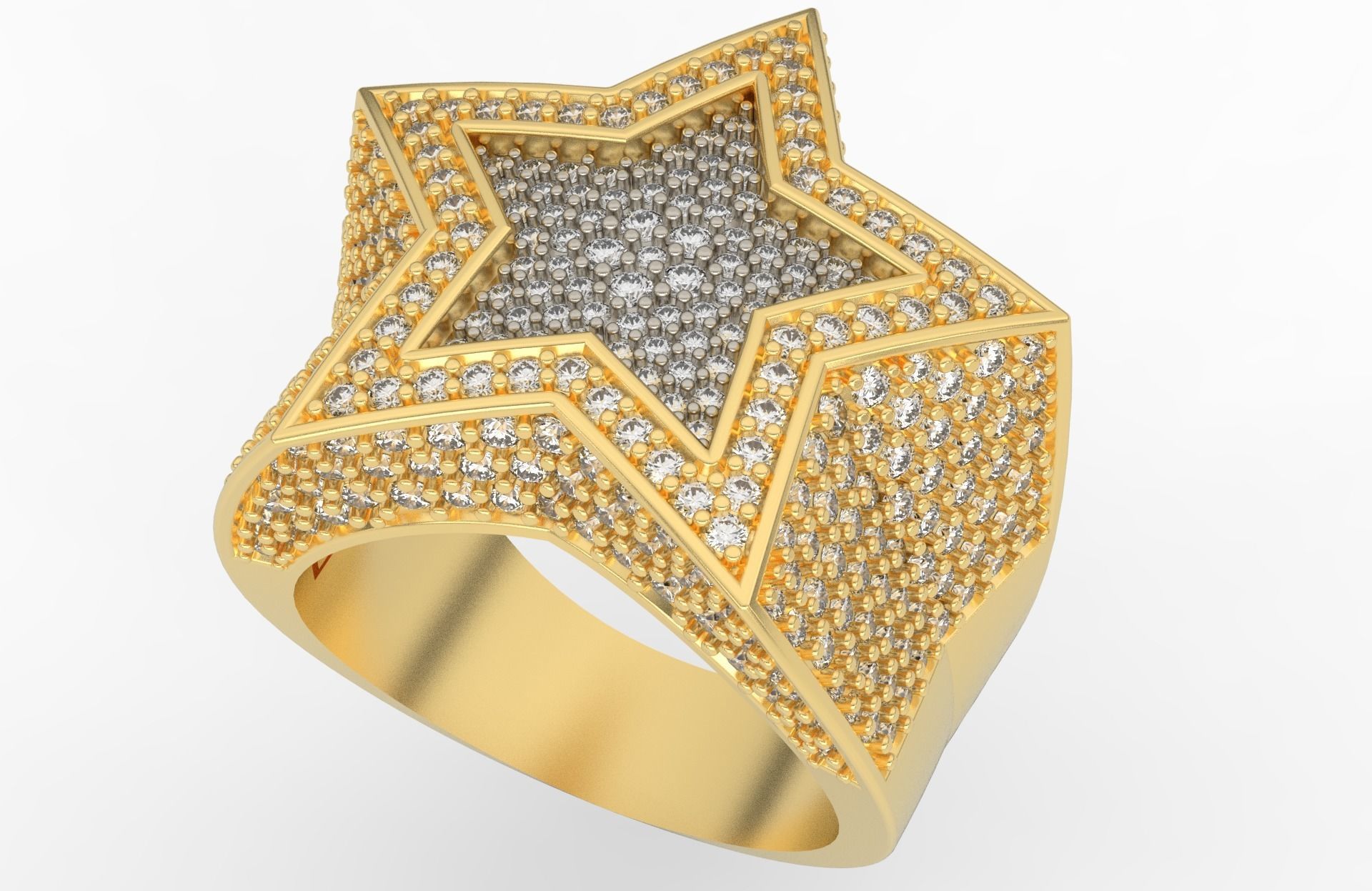 5 Angles Pave Big Star Ring Style 1 Size US 9 3D print model_2