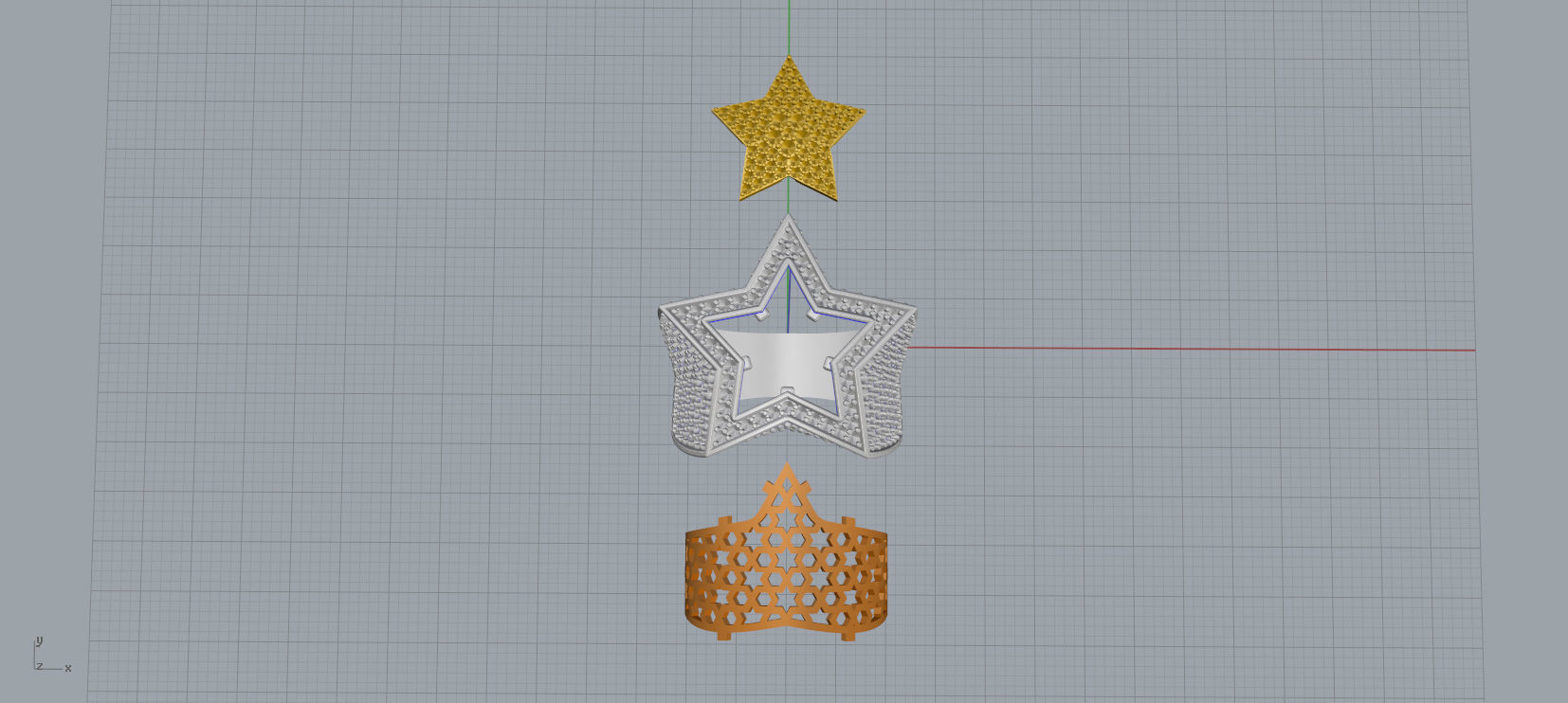 5 Angles Pave Big Star Ring Style 1 Size US 9 3D print model_9