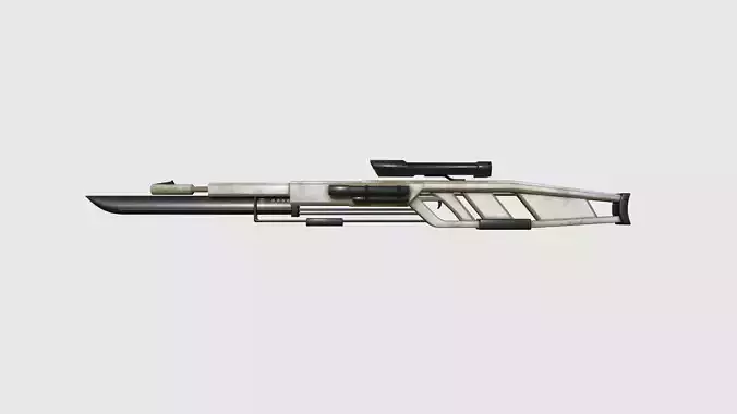SciFi Sniper Gunblade A07 White - Fiction Weaponry Low-poly 3D model