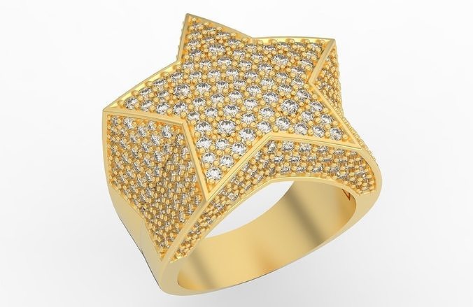 5 Angles Pave Big Star Ring Style 2 Size US 9 3D print model