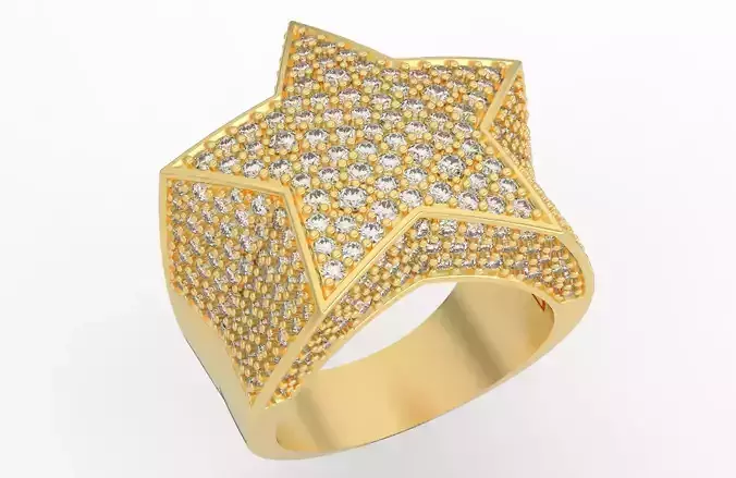 5 Angles Pave Big Star Ring Style 2 Size US 9