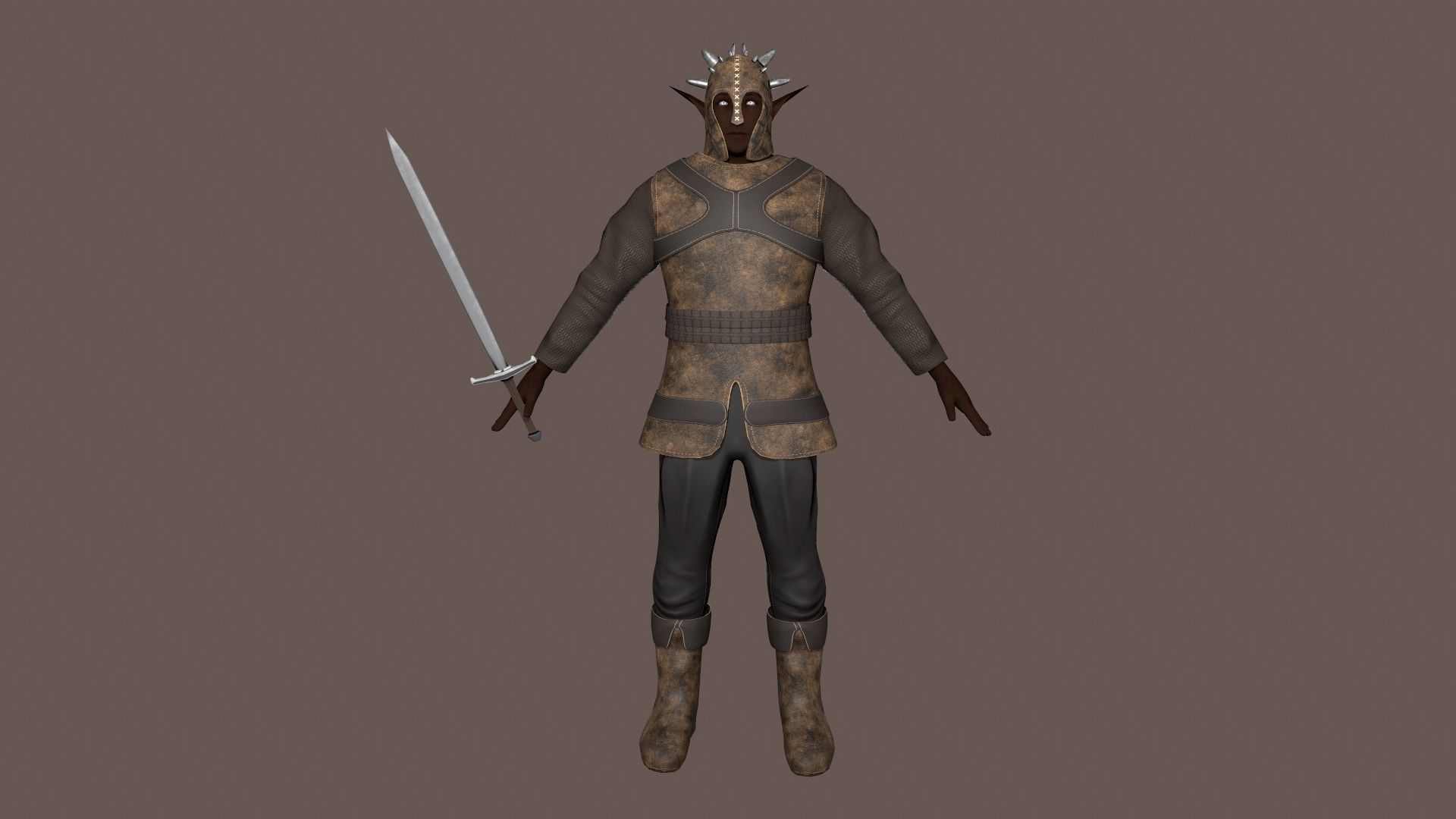 Elf Warrior Low-poly 3D model_2