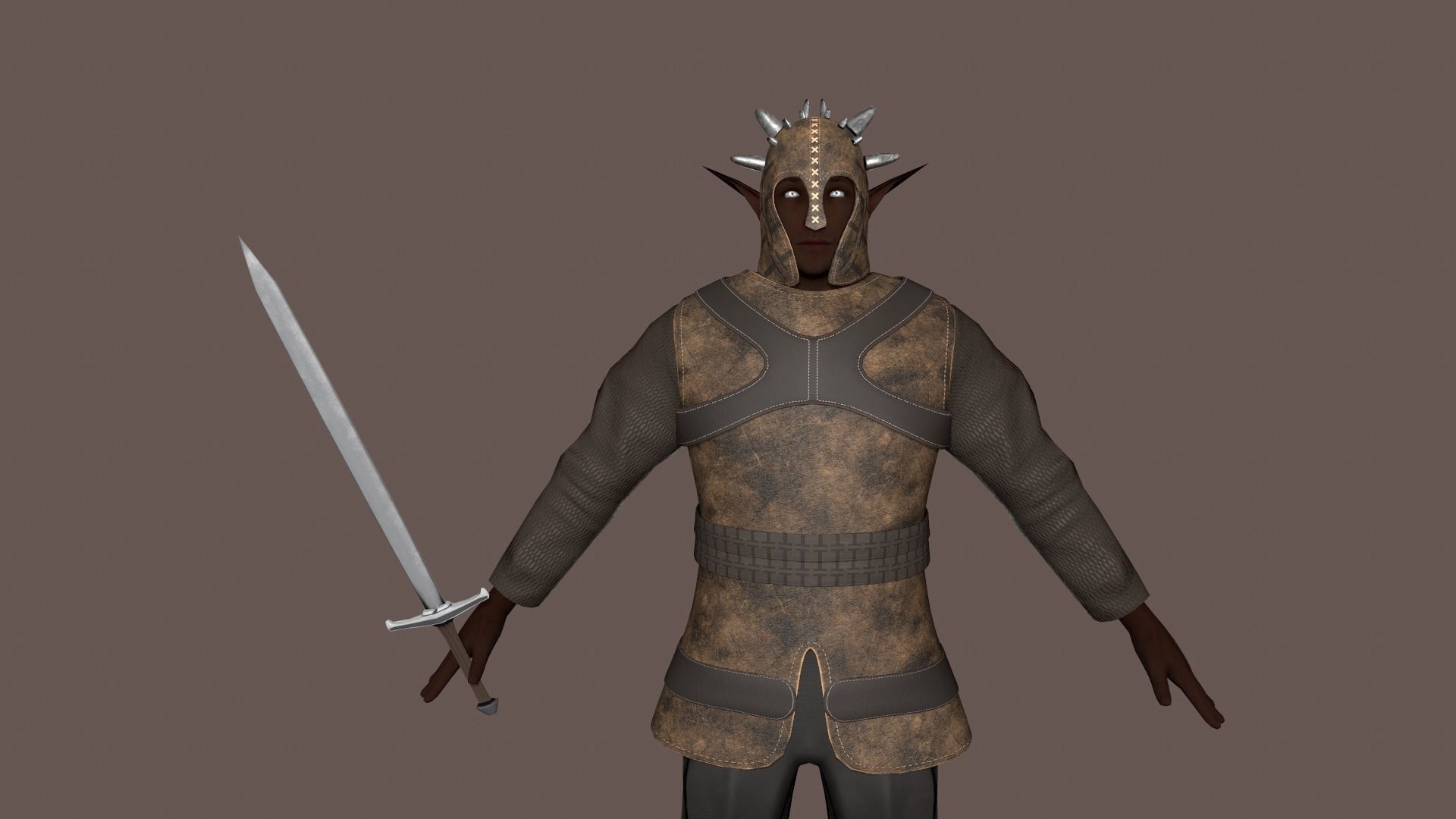 Elf Warrior Low-poly 3D model_8