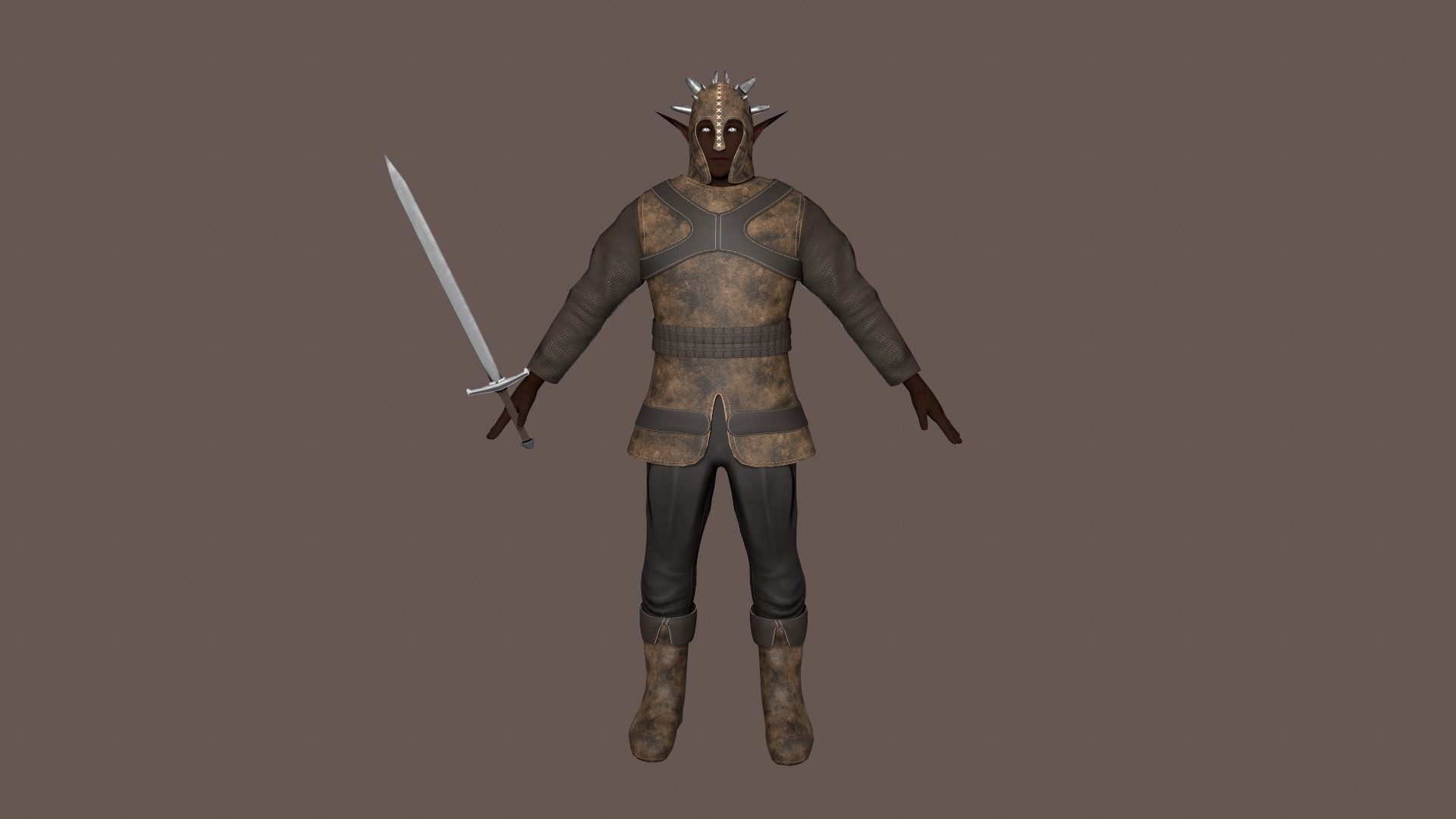 Elf Warrior Low-poly 3D model_4
