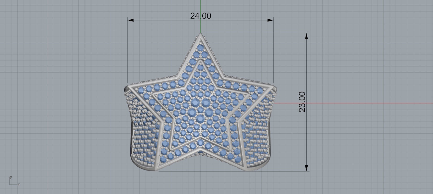 5 Angles Pave Big Star Ring Style 3 Size US 9 3D print model_3