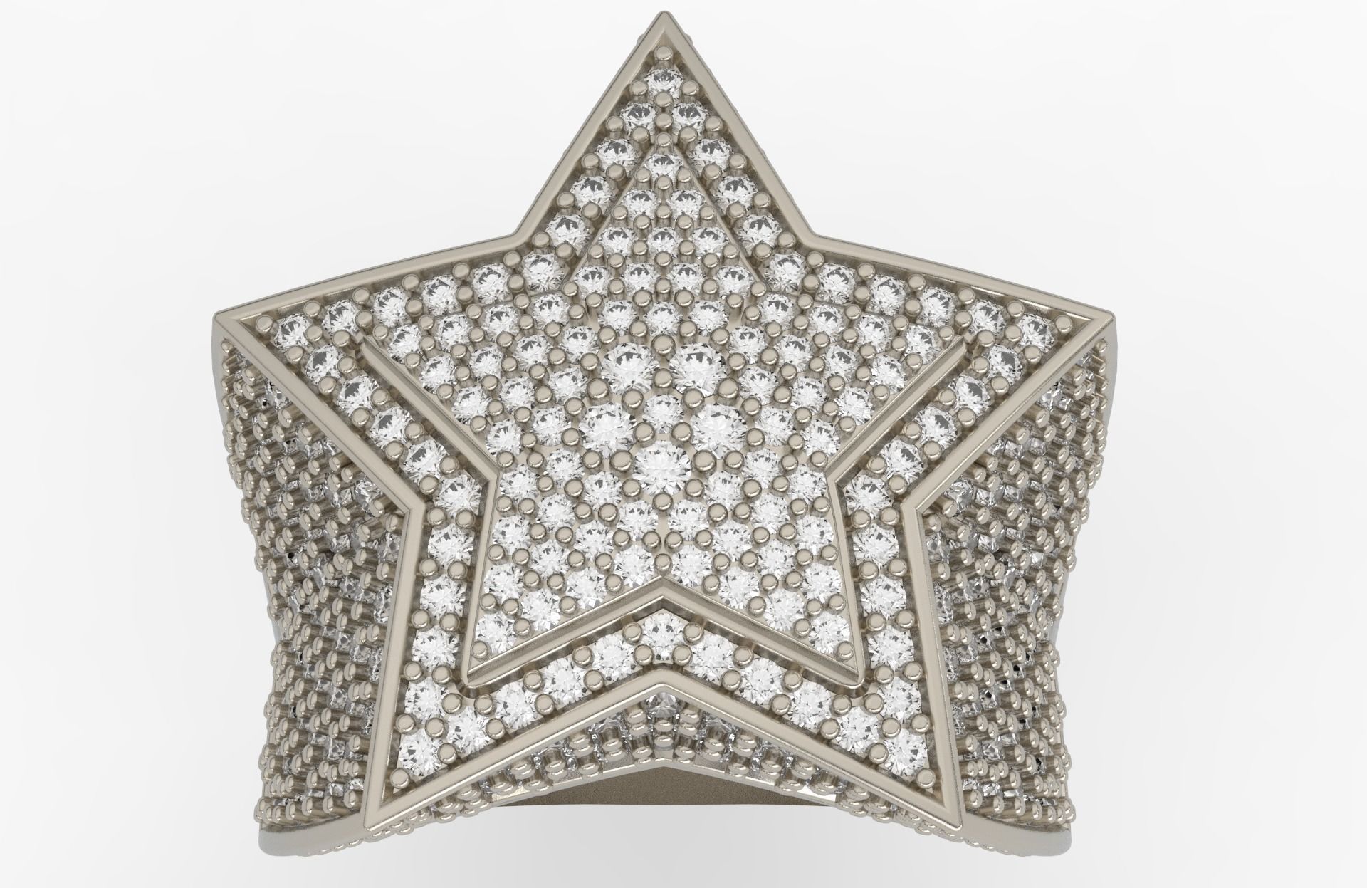 5 Angles Pave Big Star Ring Style 3 Size US 9 3D print model_1