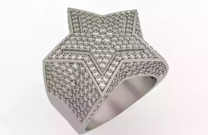 5 Angles Pave Big Star Ring Style 3 Size US 9