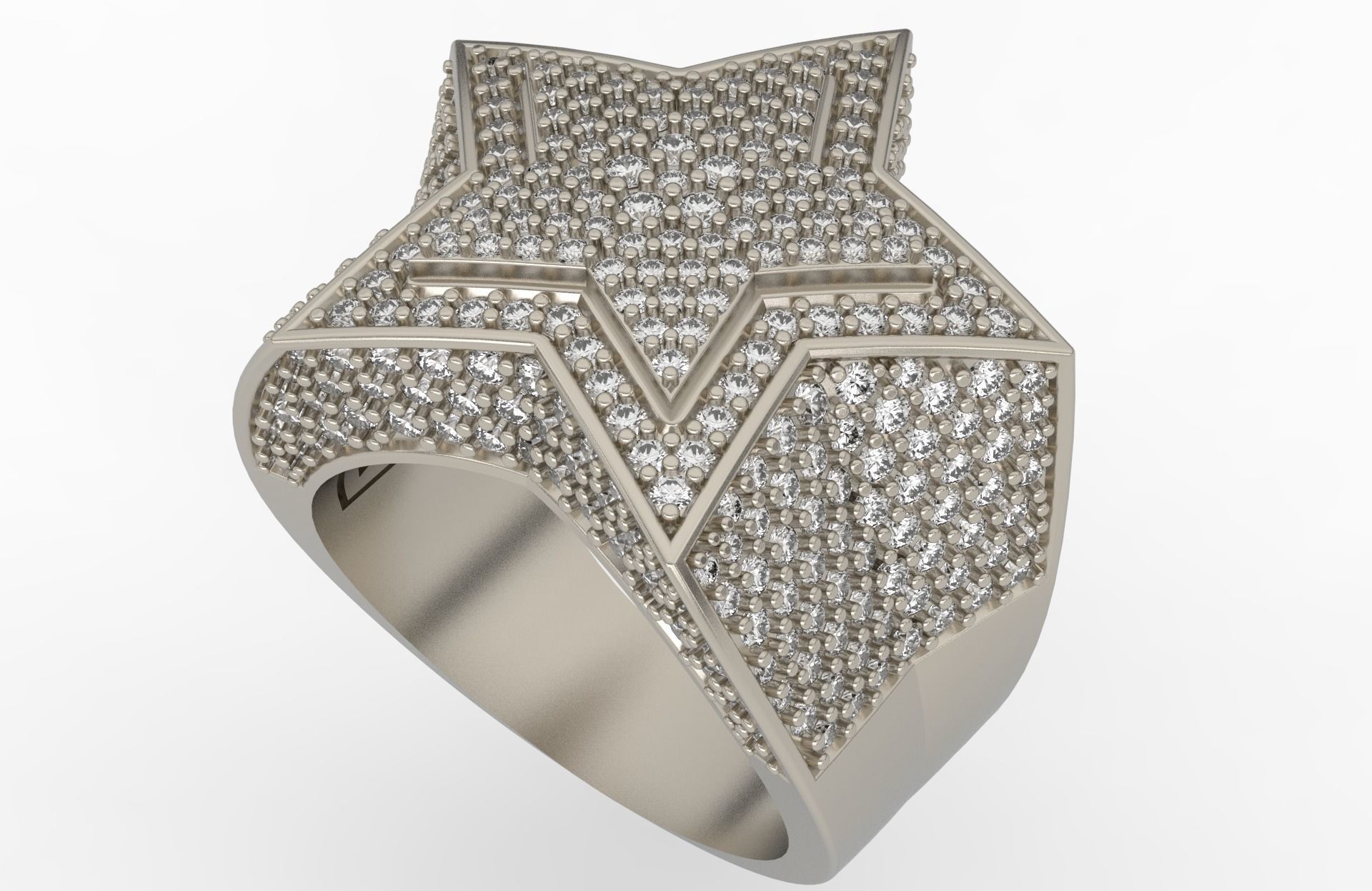 5 Angles Pave Big Star Ring Style 3 Size US 9 3D print model_2