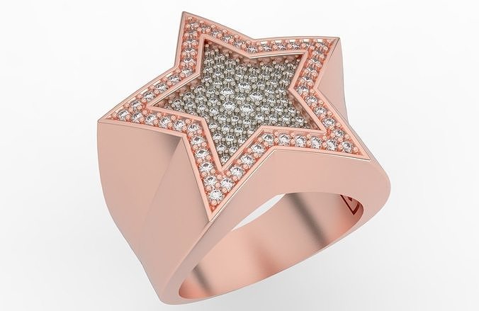 5 Angles Pave Big Star Ring Style 4 Size US 9 3D print model