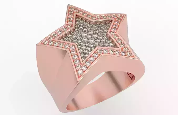 5 Angles Pave Big Star Ring Style 4 Size US 9