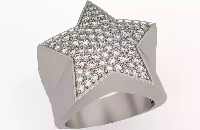 5 Angles Pave Big Star Ring Style 5 Size US 9