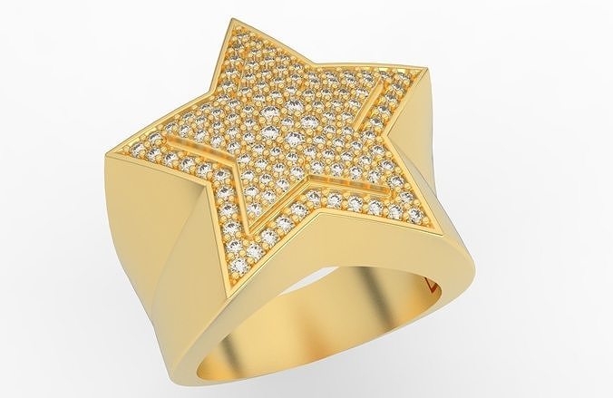 5 Angles Pave Big Star Ring Style 6 Size US 9 3D print model