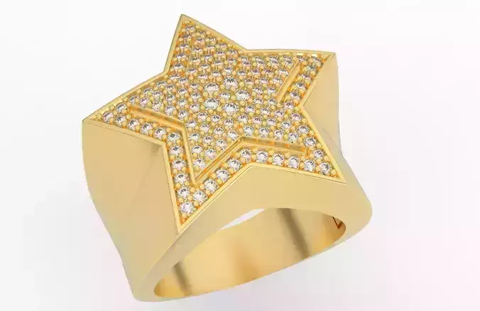 5 Angles Pave Big Star Ring Style 6 Size US 9