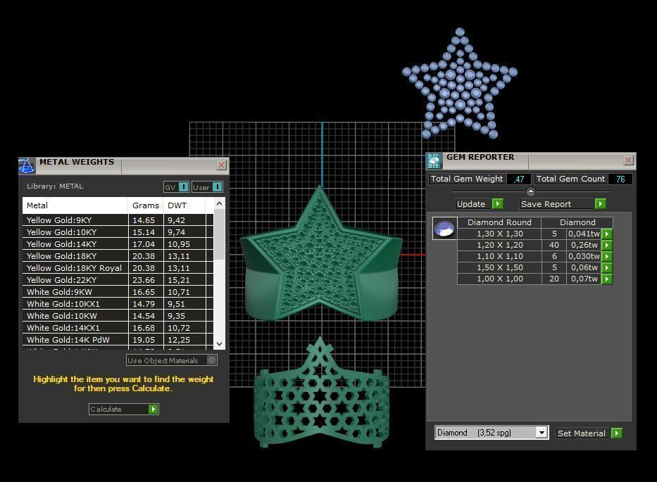 5 Angles Pave Small Star Ring Style 1 Size US 9 3D print model_11